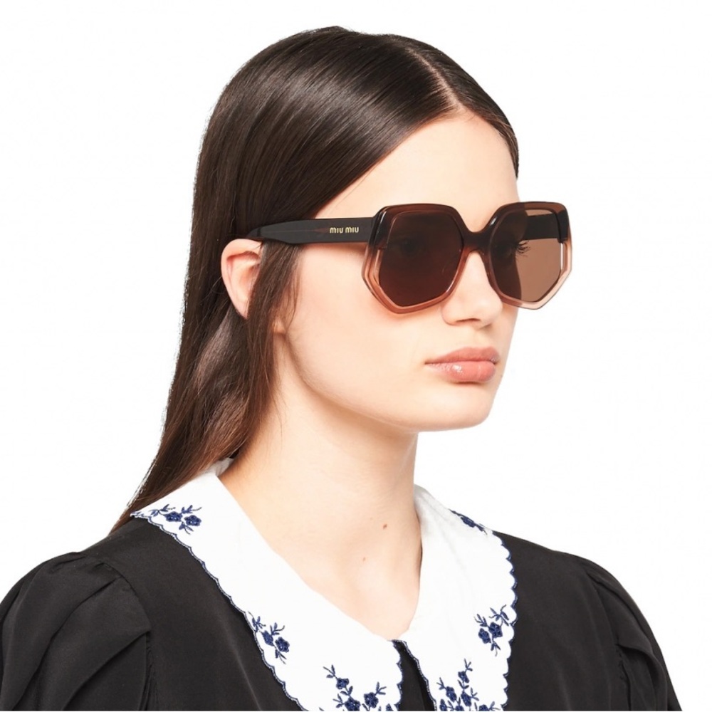 MIU MIU GREY GRADIENT GEOMETRIC SUNGLASSES SMU 07V